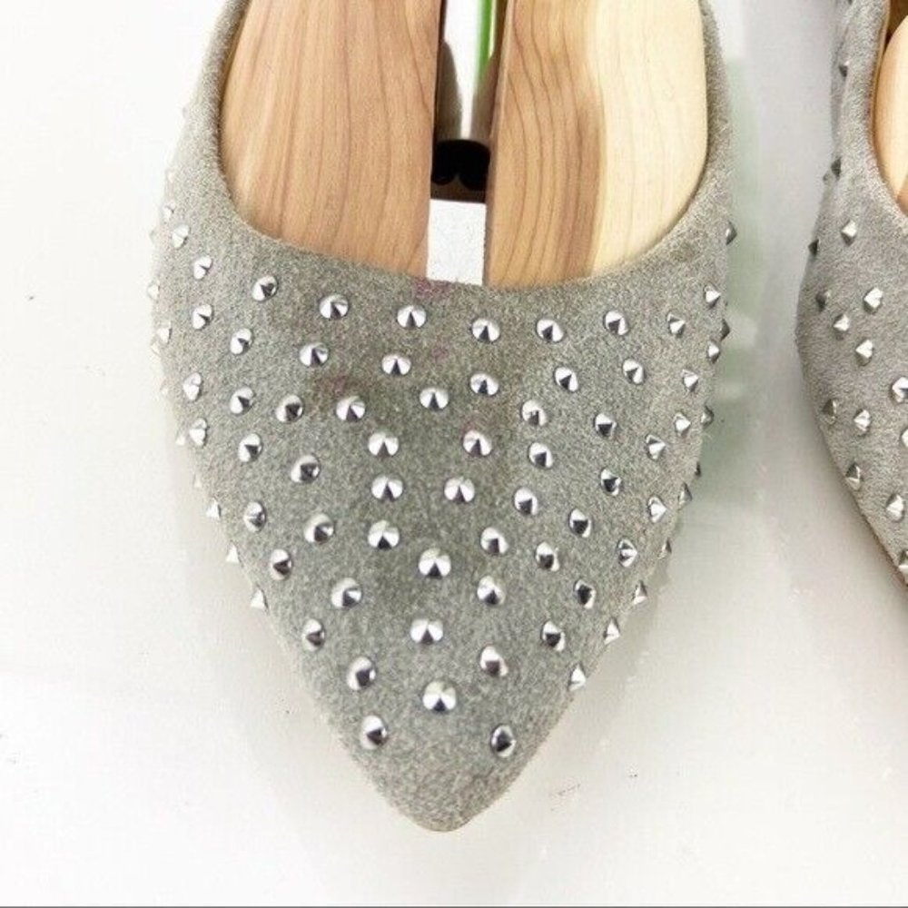 J Crew Women's Ballet Flat Size 8.5 Pointed Suede Light Gray Silver Beads Comfy - Picture 5 of 12
